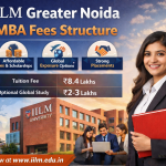 IILM Greater Noida MBA Fees Structure 2026 with campus and student illustration