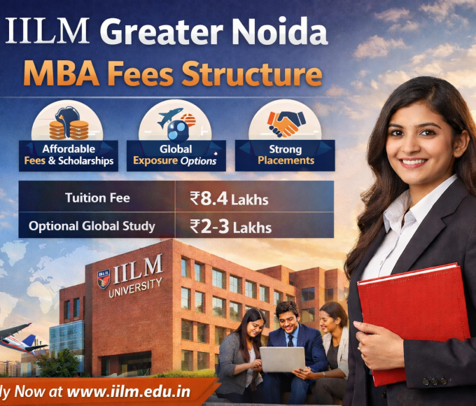 IILM Greater Noida MBA Fees Structure 2026 with campus and student illustration
