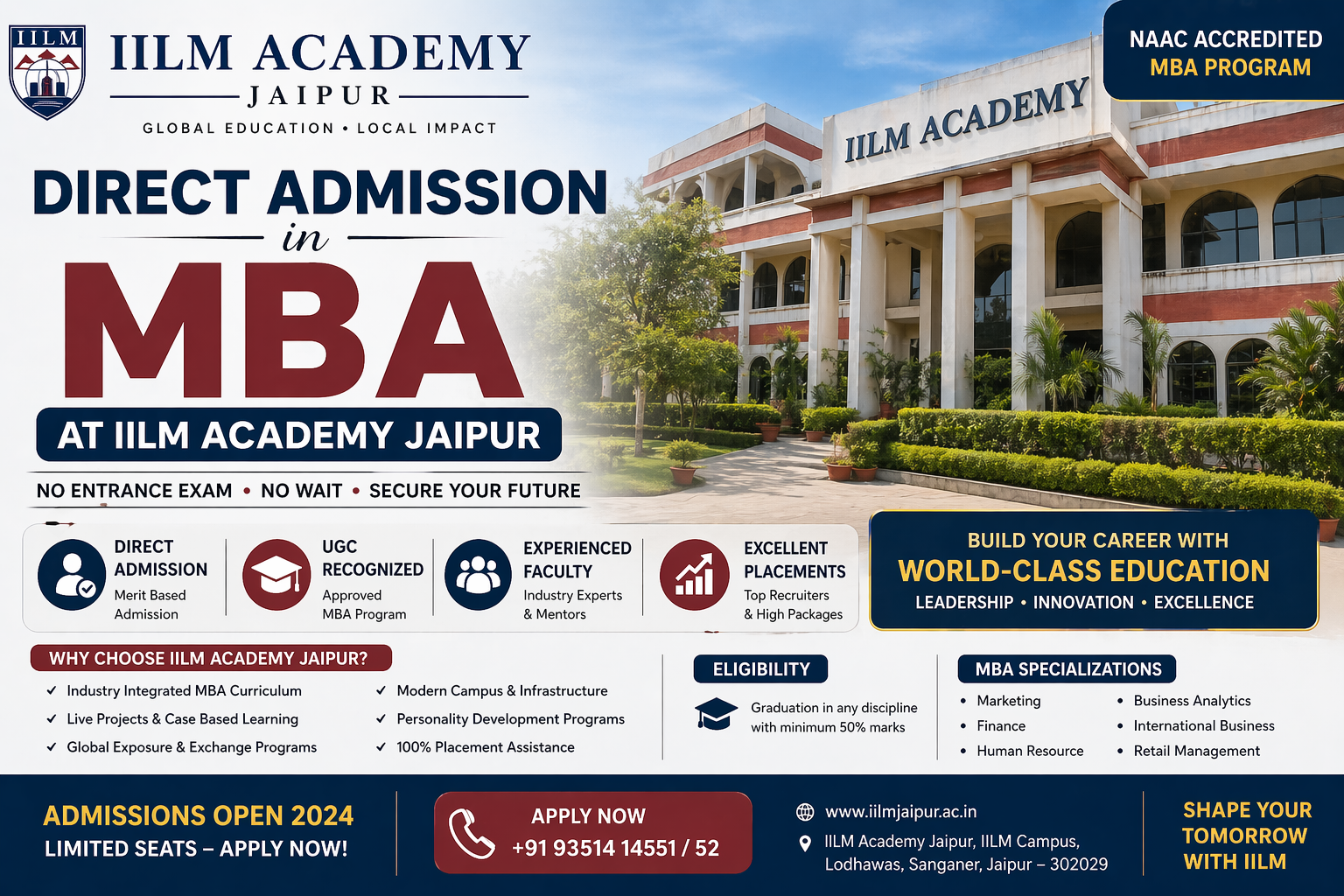 Direct Admission in IILM Academy Jaipur For MBA