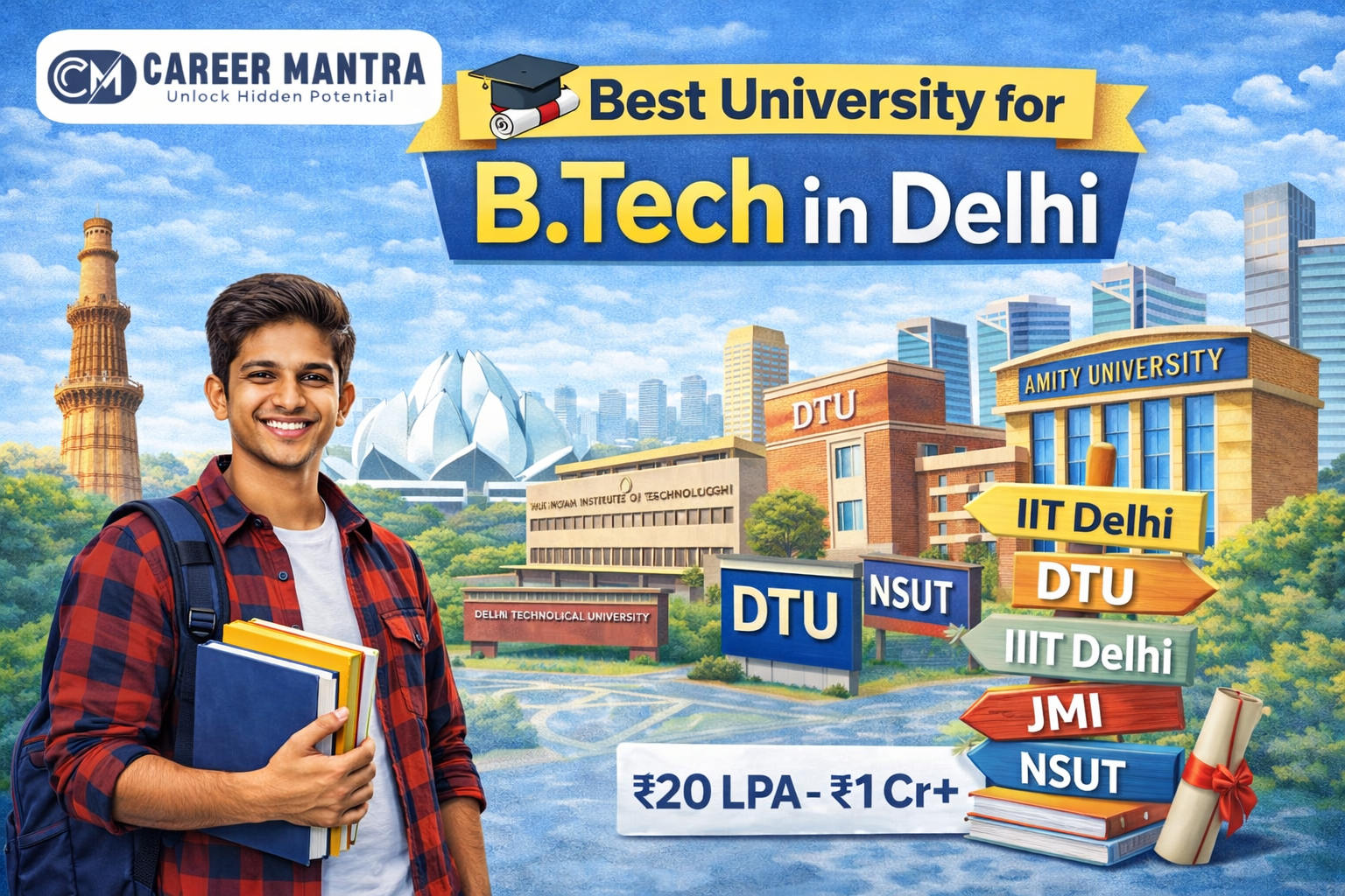 Best university for B tech in delhi