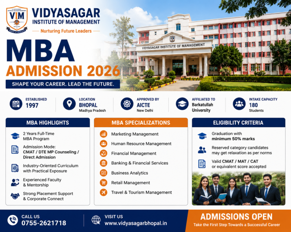 Vidyasagar Institute of Management MBA Admission 2026 – Important Details