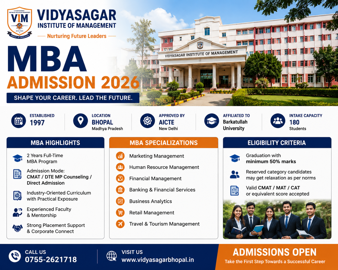 Vidyasagar Institute of Management MBA Admission 2026 – Important Details