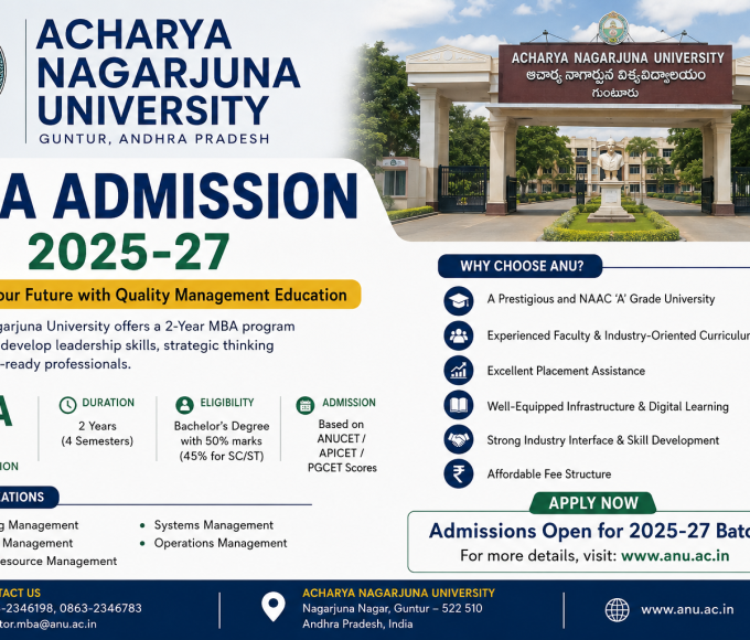 Acharya Nagarjuna University Guntur MBA Admission 2026: Premier Path to High-Impact Careers