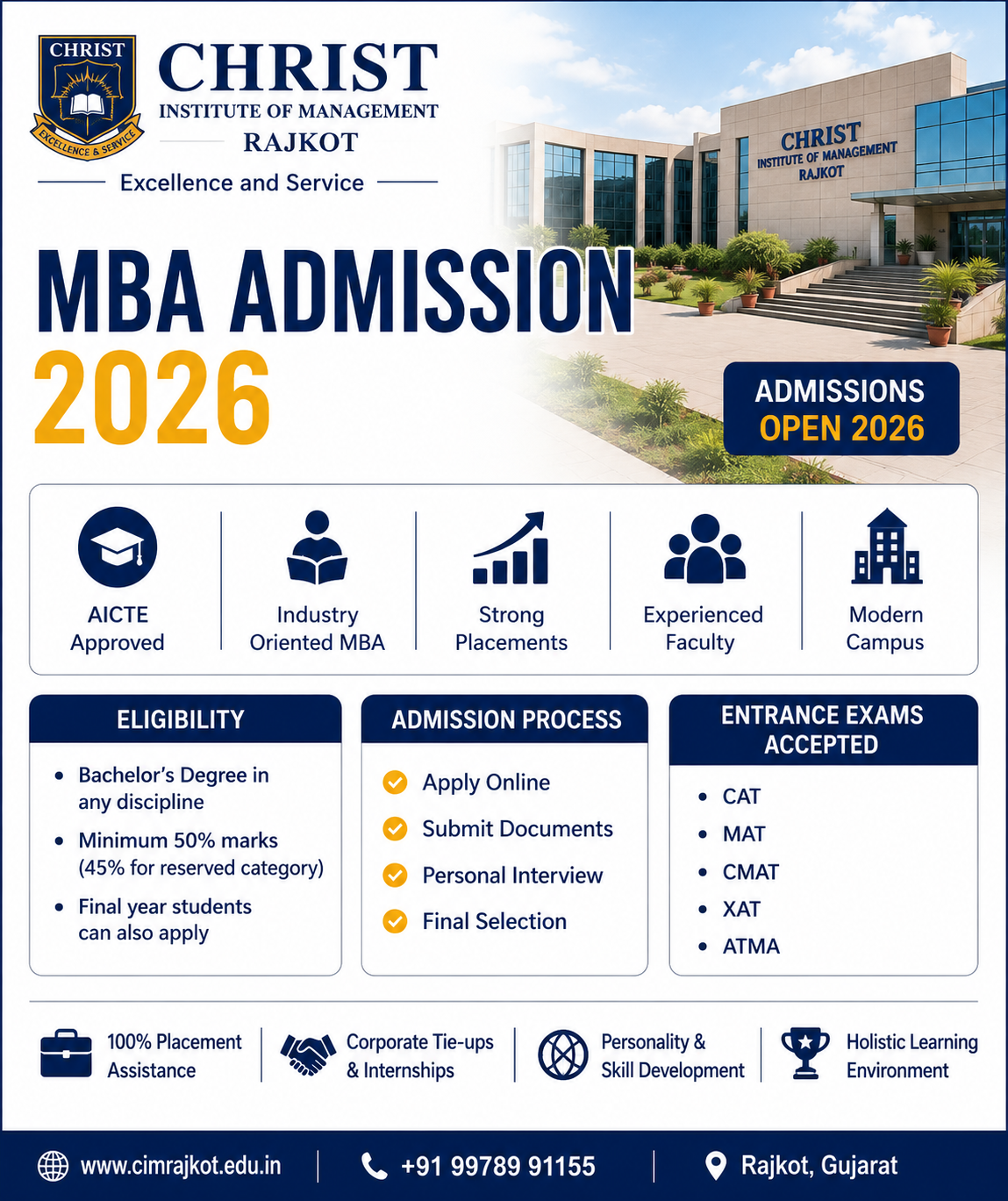 Christ Institute of Management Rajkot MBA Admission 2026: Outstanding Program with Powerful Placement Opportunities