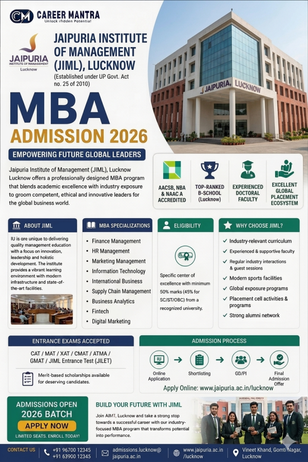 Jaipuria Institute of Management, Lucknow MBA Admission 2026