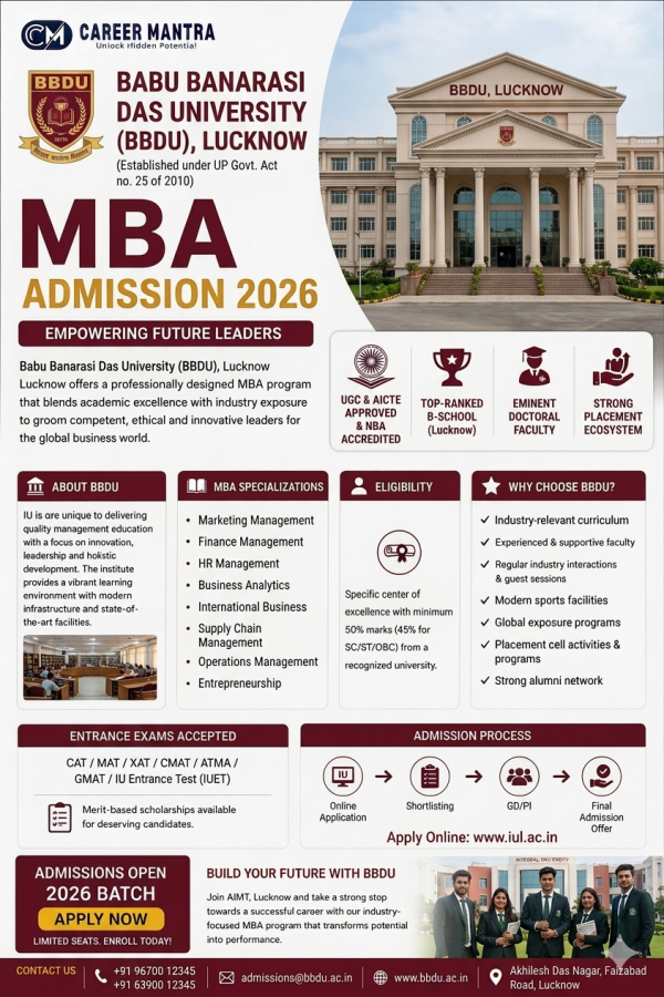 Babu Banarasi Das University (BBDU), Lucknow – MBA Admission 2026