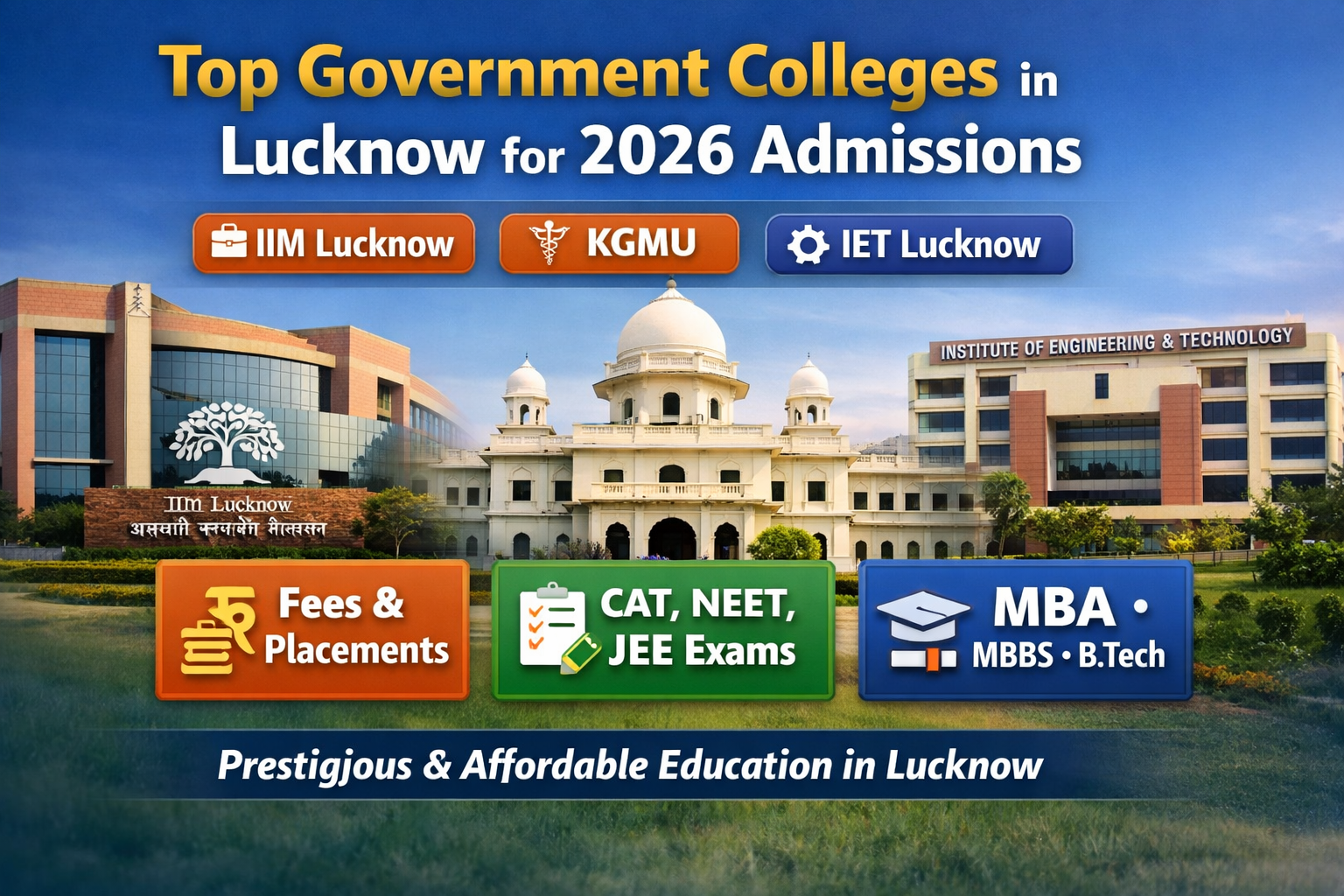 Top Government Colleges in Lucknow 2026 including IIM Lucknow, KGMU and IET with fees placements and admission details