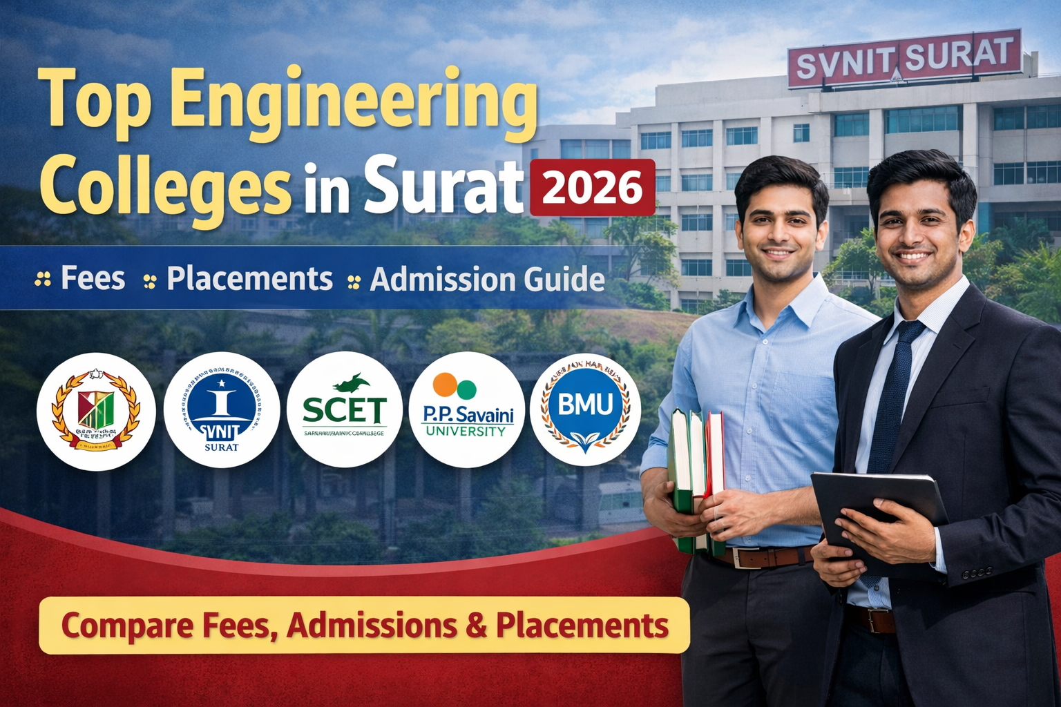 Top Engineering Colleges in Surat 2026 with fees, placements, and admission guide including SVNIT and IIIT Surat