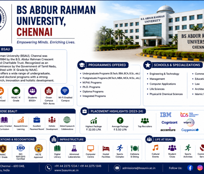 B.S. Abdur Rahman Crescent Institute of Science and Technology (Crescent University), Chennai –