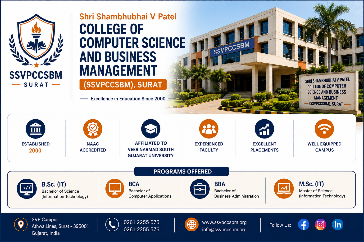 Shri Shambhubhai V Patel College of Computer Science and Business Management (SSVPCCSBM), Surat: Complete Guide to Top Courses & Admissions 2026